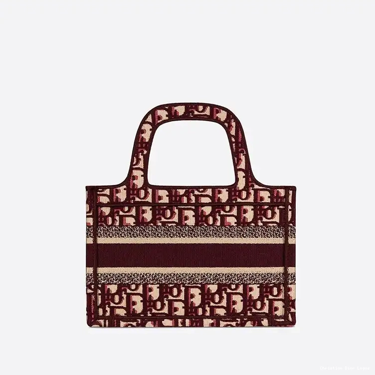 Cheap Book Mini Burgundy Tote Dior Motif Oblique Canvas 0413 Luxury